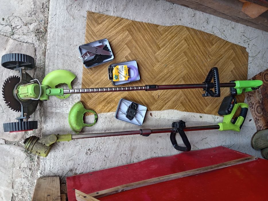 Pachet 3 bucăți trimmer, coasă electrică cu acumulator și priză