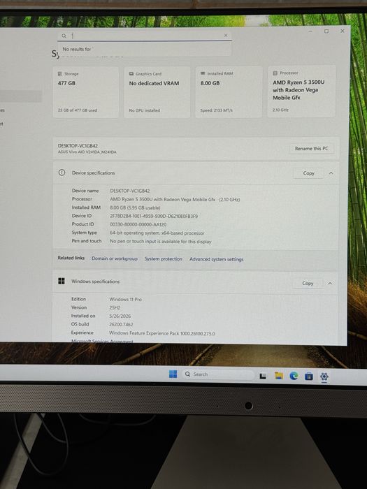 All in one Asus cu Ryzen 3500U