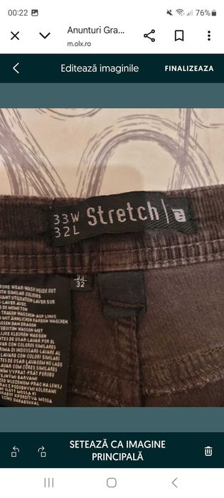 Pantaloni Casuals, catifea C&A, marimea 33/32