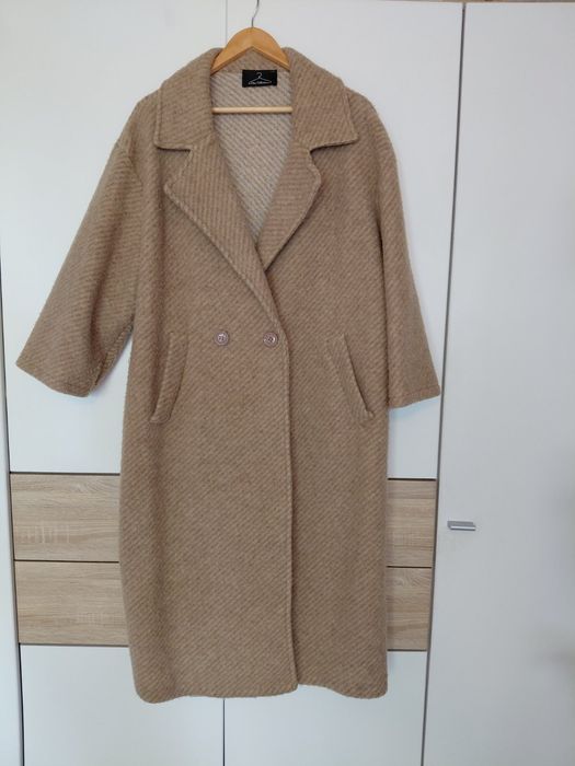 Дълго дамско палто One Size/ Oversize с 35% вълна