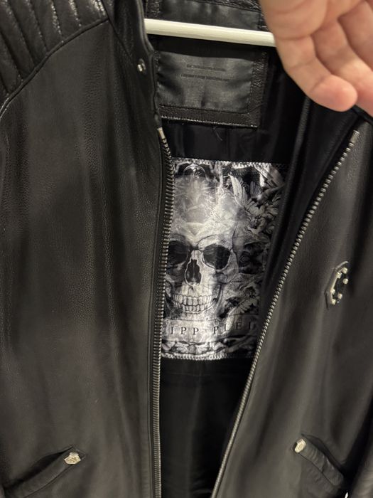 Geaca piele Philipp Plein , marimea L , autentica