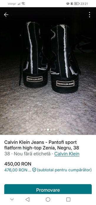Calvin Klein Jeans pantofi sport flatform high top Zenia, Negru, 38