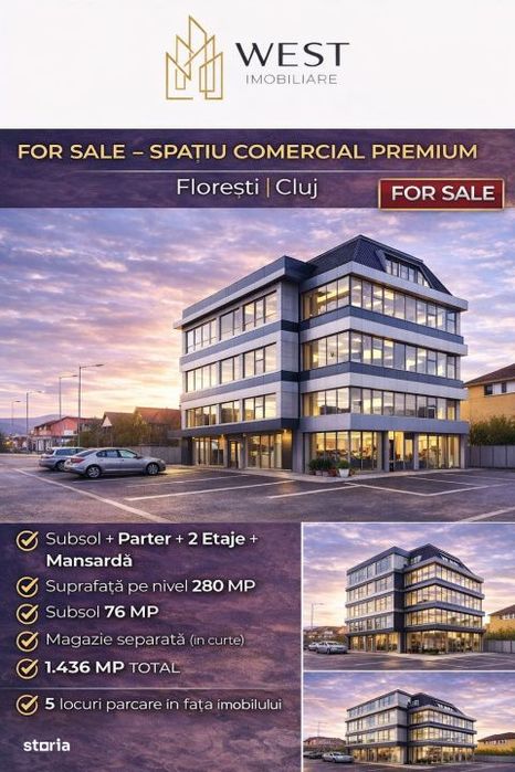Spatiu comercial l S+P+2E+M l 1196 MP l Hala 260 Mp l Avram Iancu