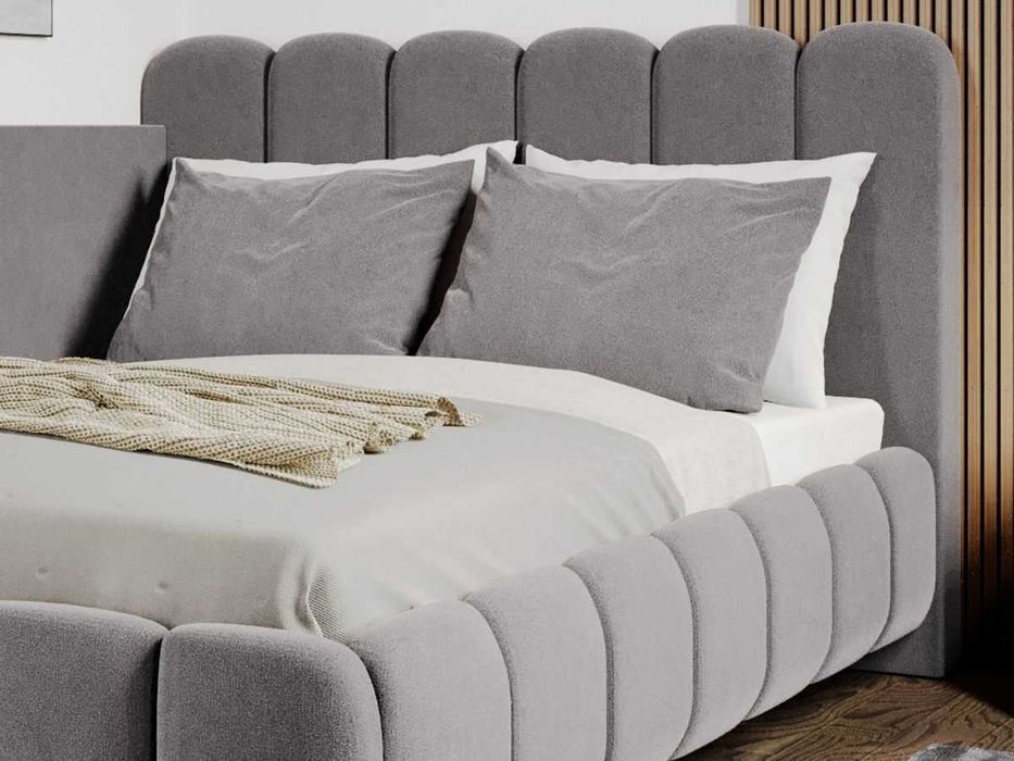 Pat Tapitat de colt Bari Gri Velluto 16 cu somiera fixa