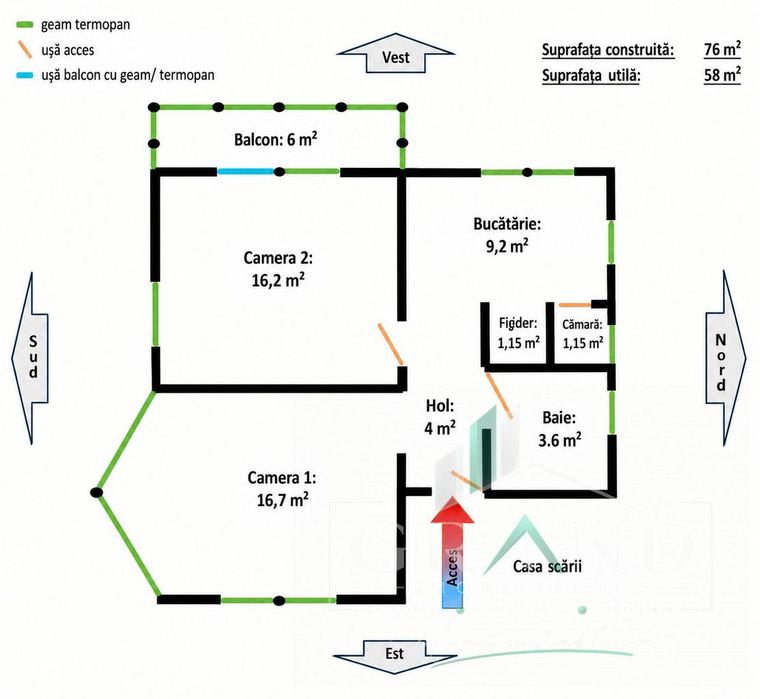 Apartament in vila | 2 camere | Decomandat | Parcare | Curte | Bulgari
