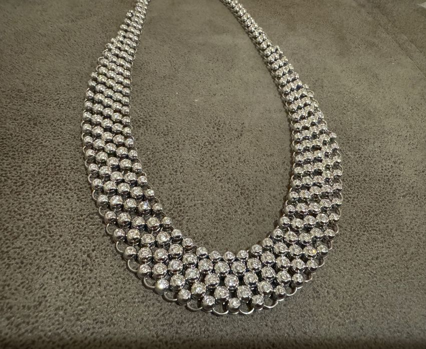 Прекрасно Италианско 18К Златно Колие 96г с 15К Диаманти; Топ Цена!