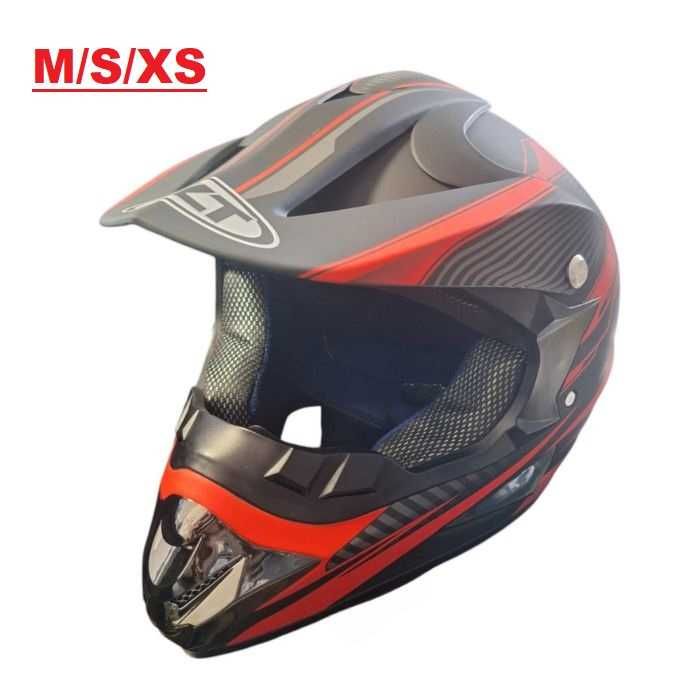 Каска мотор крос Детска Red /Blue  два цвята