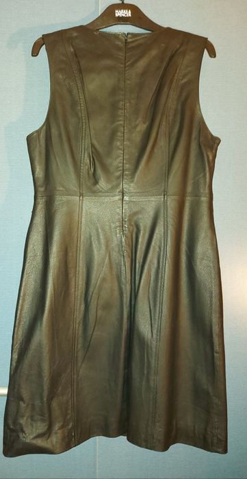 Rochie NOUĂ din piele naturală, midi, fara mâneci, cambrată