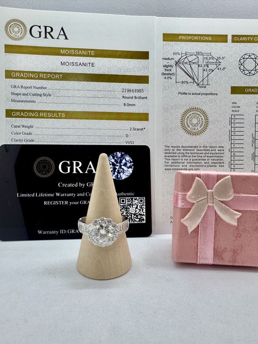 Сребърен пръстен с мойсанит (Диамант) 2 карата