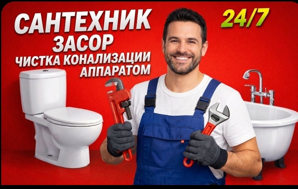 Сантехник засор. Мастер. Чистка конализации аппаратом 24/7 . 30 мин