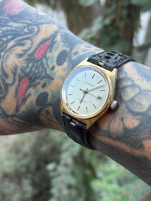 Ceas Dugena Classic Vintage Mecanic – Dată – Stare Foarte Bună
