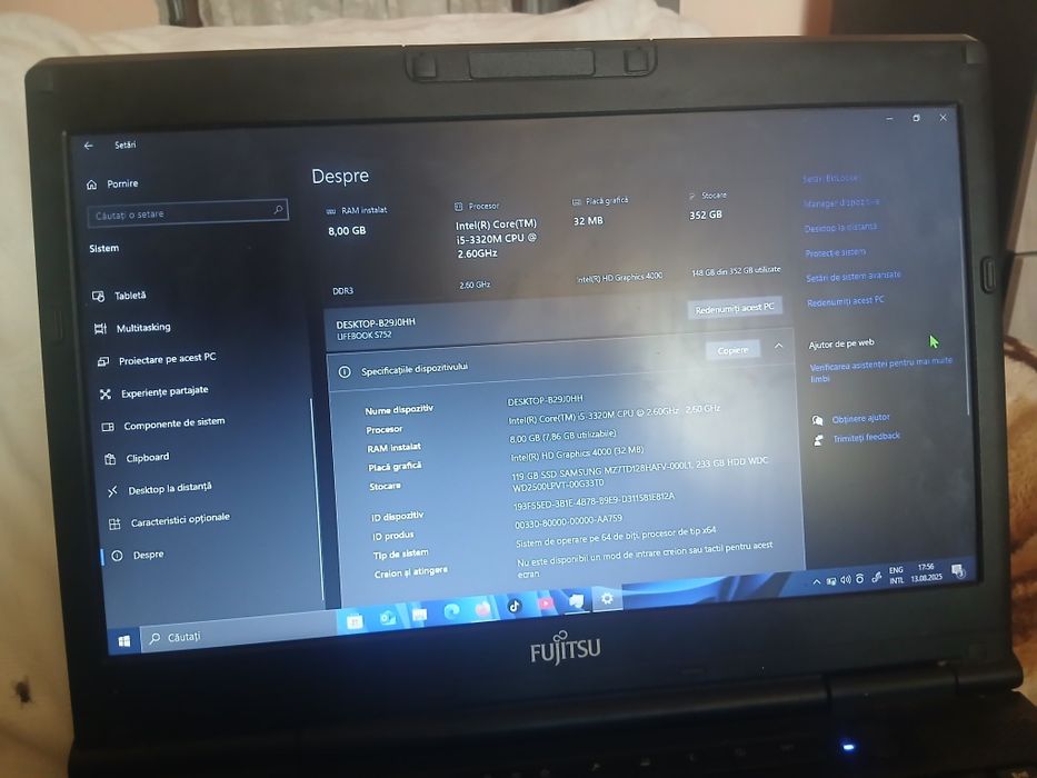 Laptop Fujitsu Lifebook S752 - Windows 10 Pro,Mouse Gaming inclus