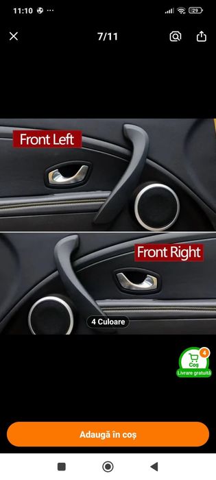 Mânere interioare pt portierele față Renault Megane3, Laguna, Fluence