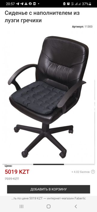 Продам сидушку из гречневой лузги 5000