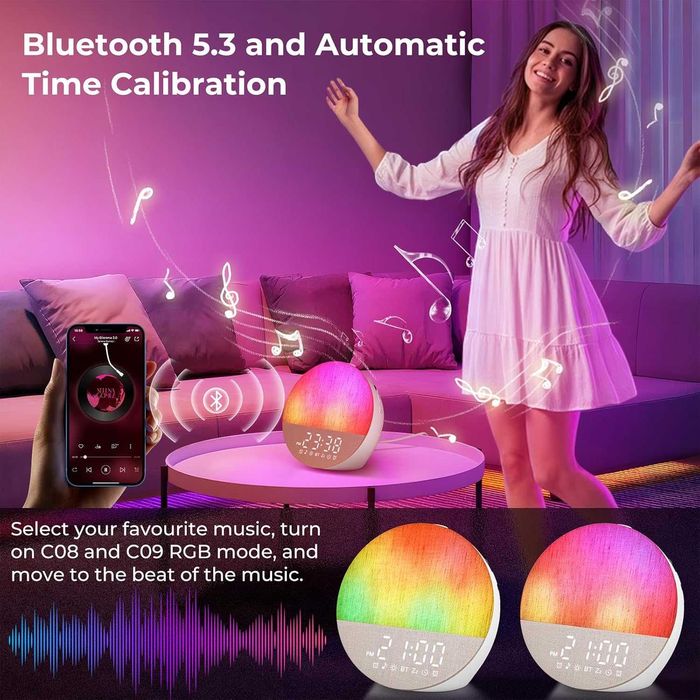 Uwithm Будилник със симулация на изгрев, 18 цвята. Bluetooth