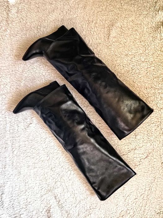 Cizme dublate inalte dama negre piele eco toc platforma peste genunchi