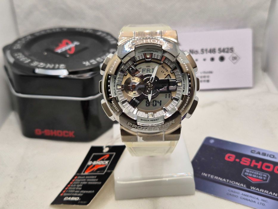 Ceas SPORT Casio g shock gm110 metal , silver jelly,NOU,Garantie 2 ani
