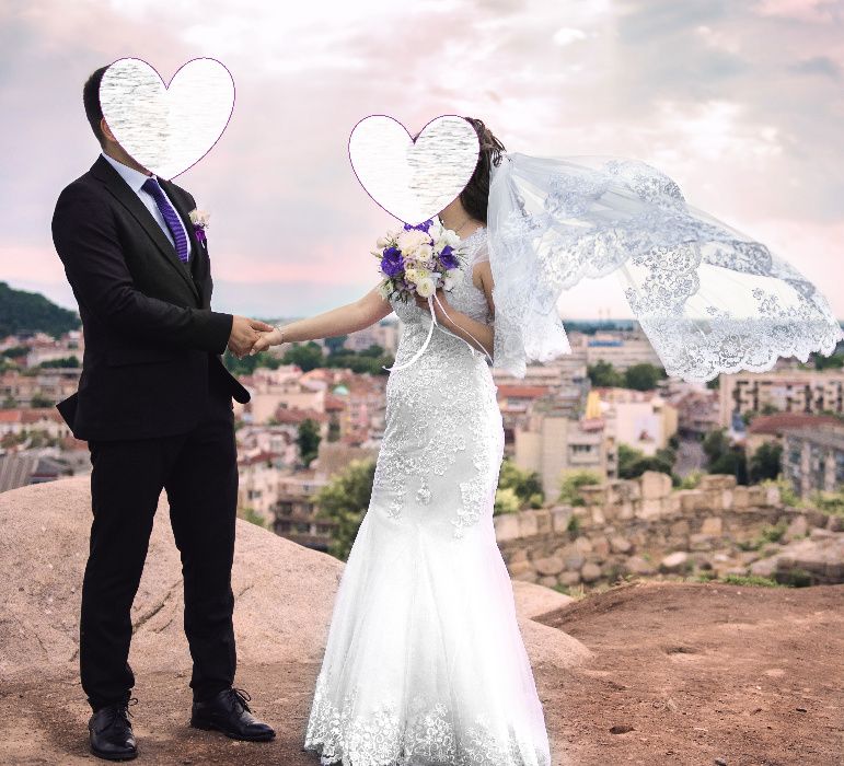 Продавам много красива сватбена рокля + подарък воал