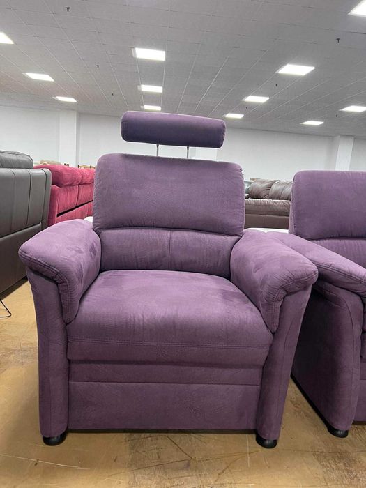 ПРОМОЦИЯ!!! Лилав ъглов диван от плат с функция сън и фотьойл