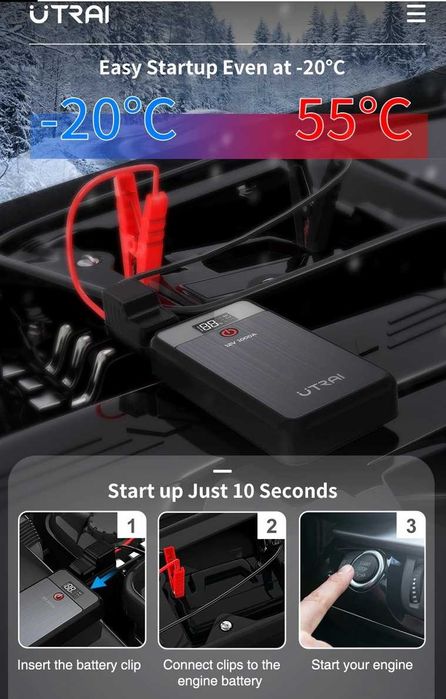 Starter / Robot Auto Pornire Masina UTRAI 8000mAh, Acumulator Extern