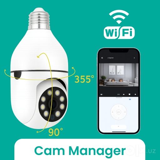 Wifi kamera - lampochkali kamera 360 gradus aylanadi