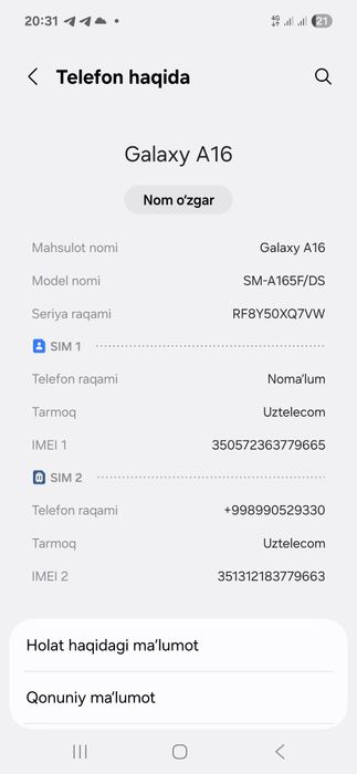 Samsung A16 sotiladi