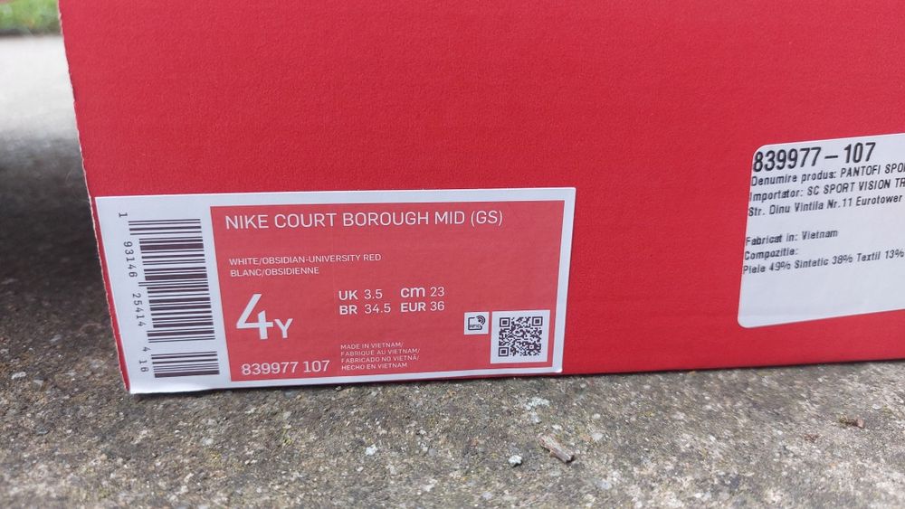 Adidasi Nike inalti copii 36 alb