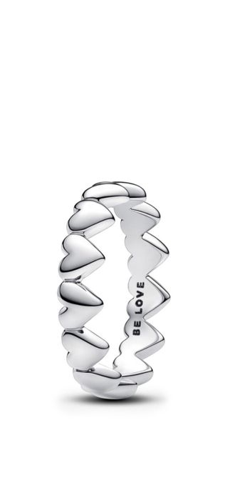 Inel Pandora Heart cu inimioare roz și alb