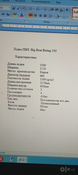 Надувная лодка Big Bot Bering 310  Россия