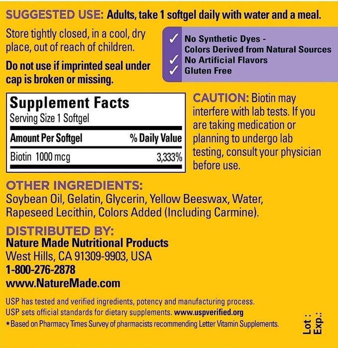 Biotin 1000мг  Биотин 120кап USA