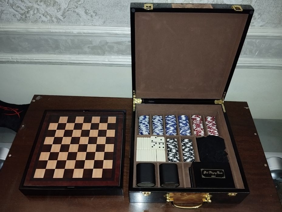 Элитный игровой набор 5 в 1 (шахматы, шашки, нарды, домино, покер)