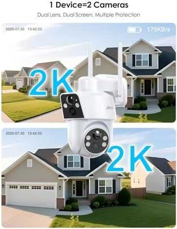 Нова 2K соларна WiFi камера 3MP двойна 360° PTZ PIR нощно виждане дом