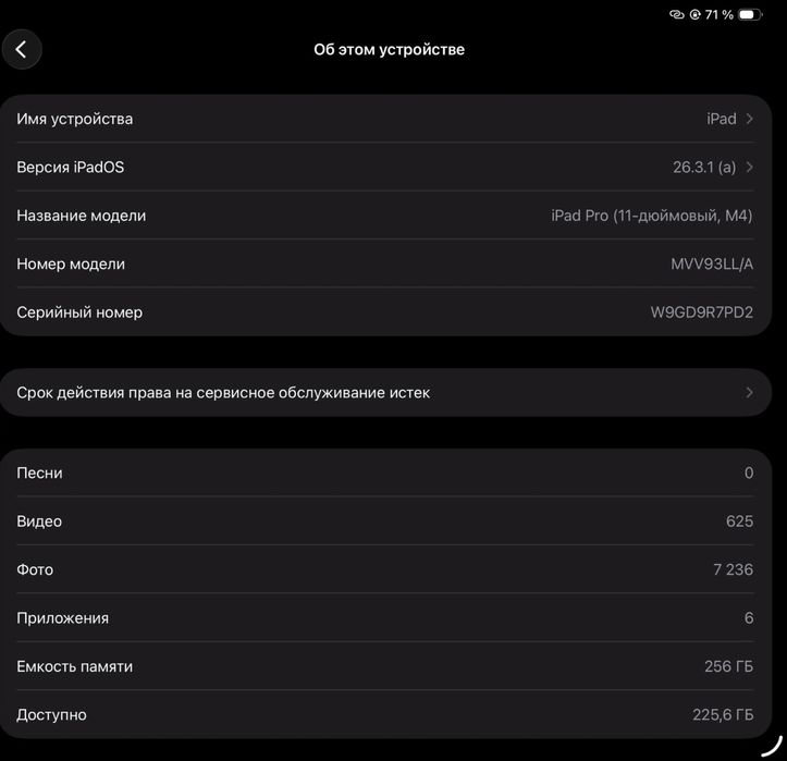 Ipad pro m4 11’ 256 gb