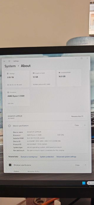 Продавам Добро Геймърско PC Ryzen 5 5500/32Gb/256GB SSD + 2TB HDD/RTX 2060 Super/Гаранция