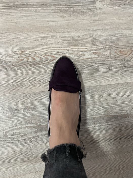 Mocasini dama, piele intoarsa, marimea 37 (23,5cm), violet, noi