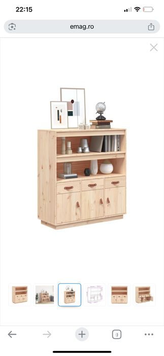 Dulapior si biblioteca de lemn de pin masiv