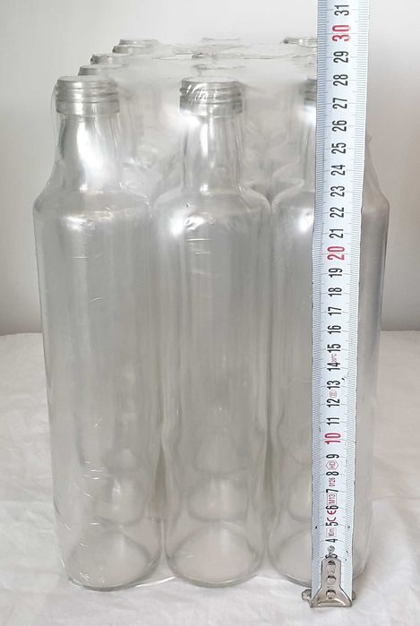 Стъклени прозрачни бутилки (30 бр, 500мл, капчки)