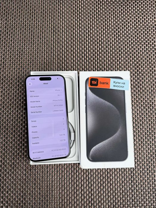 1TB! iPhone 15 Pro *Лизинг от 55лв/м Black Titanium 1000GB ! черен