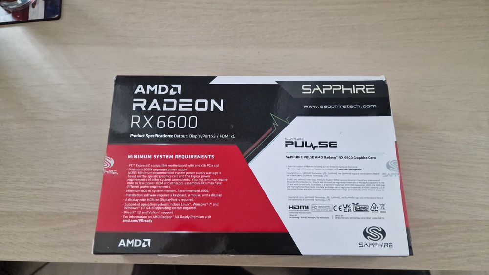 Placa video Sapphire Radeon RX 6600 PULSE 8GB GDDR6 128-bit