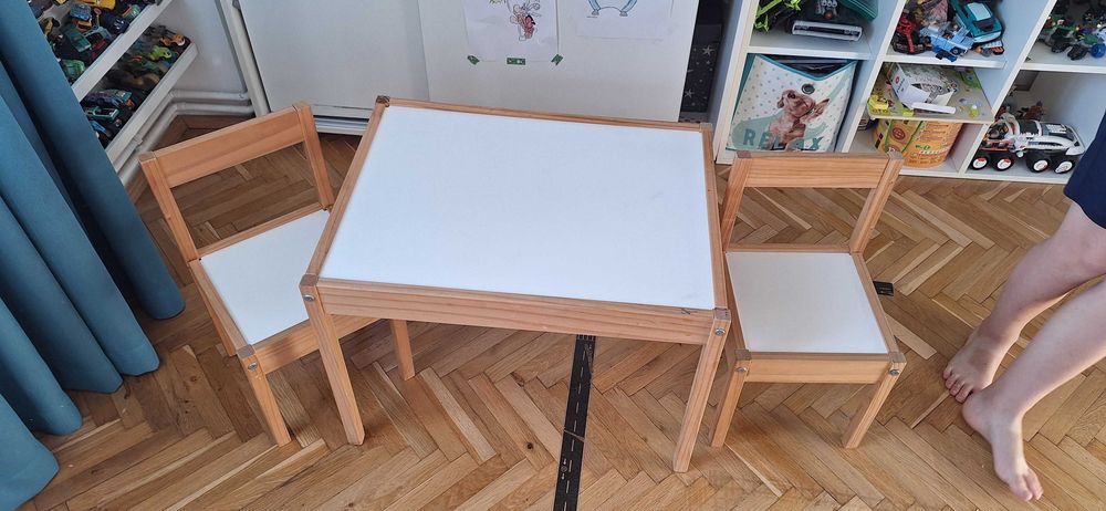 Masă pentru copii + 2 scaune, alb/pin LÄTT Ikea