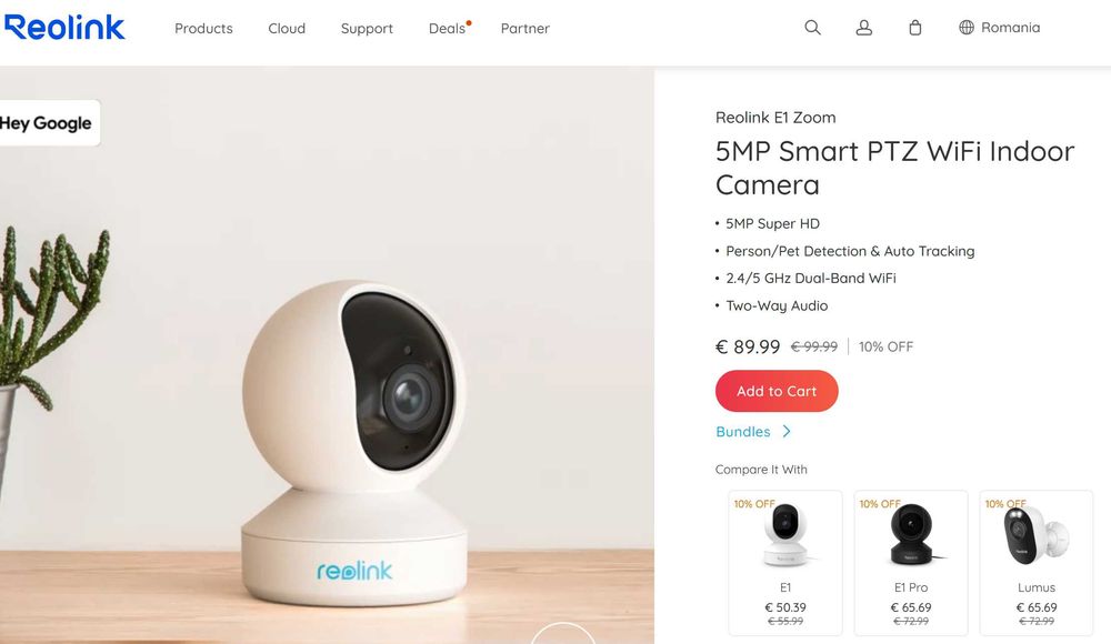 Camera de supraveghere Reolink E1 Zoom WIFI 5MP / 'ca noua'