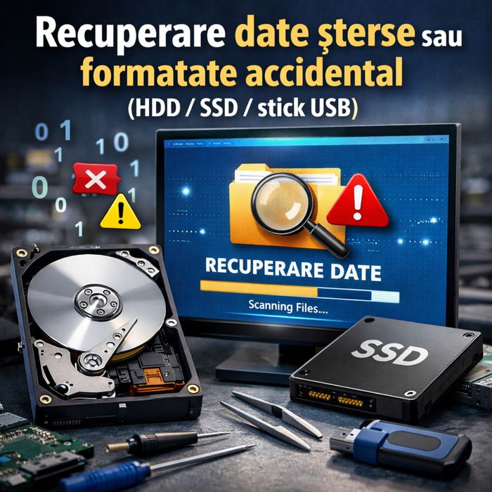 Recuperare date șterse sau formatate accidental (HDD / SSD / stick USB)