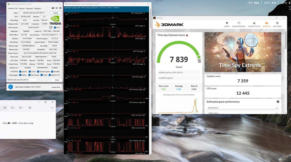 Placă video NVIDIA GeForce RTX 3070 Ti Gigabyte Gaming OC 8GB GDDR6X