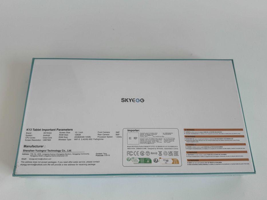 Tableta SKYEGG K13 10.1'' 128gb 20gb ram wifi 6, sigilata