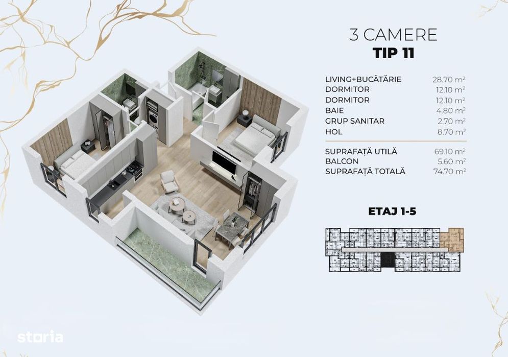 Apartament 3 camere 2 bai - Biruintei || 15 minute Metrou Berceni