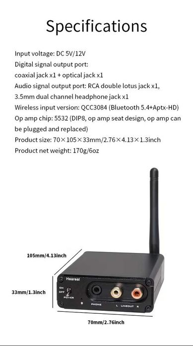 Bluetooth 5.4 Ldac Receiver DAC  Decoder OPA1612/LME49720NA