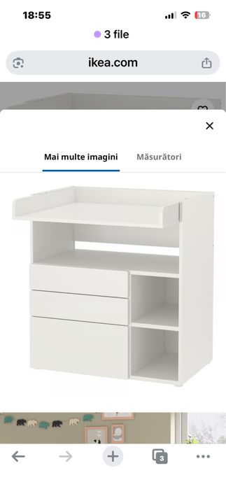 Vând masă de înfășat IKEA SMÅSTAD