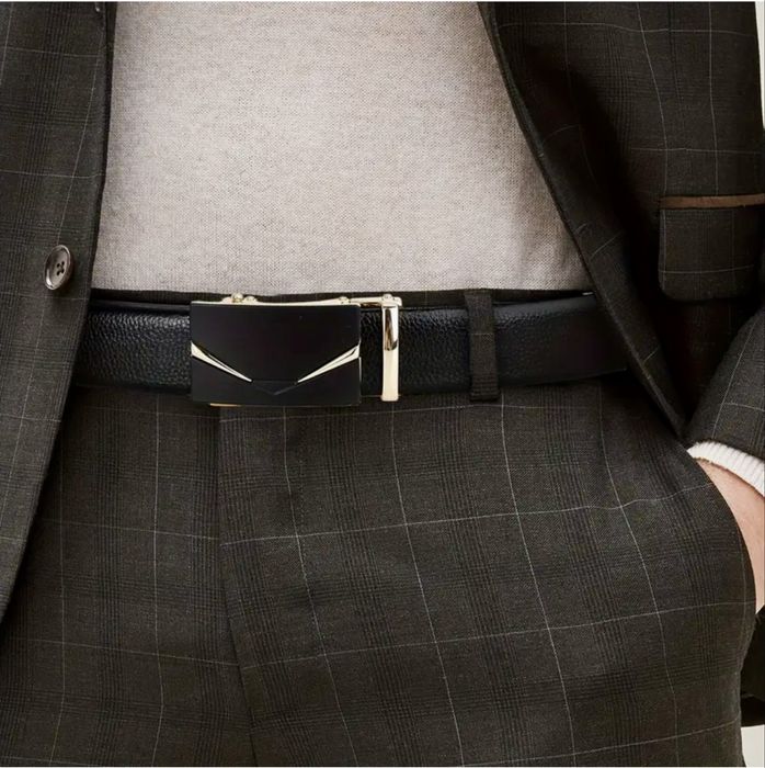 Мъжки официални колани с автоматична катарама/Естествена гланцова кожа