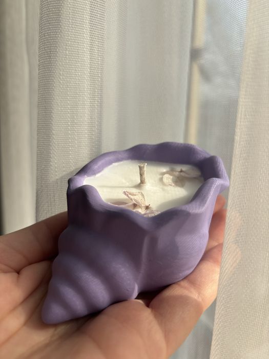 Свеча ракушка из гипса с кокосовым воском