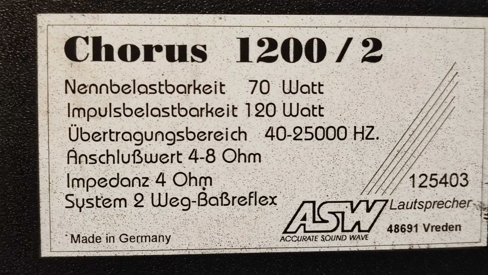 boxe ASW Chorus 1200 și MB Quart ONE ca noi sau Dali Canton JBL B&W